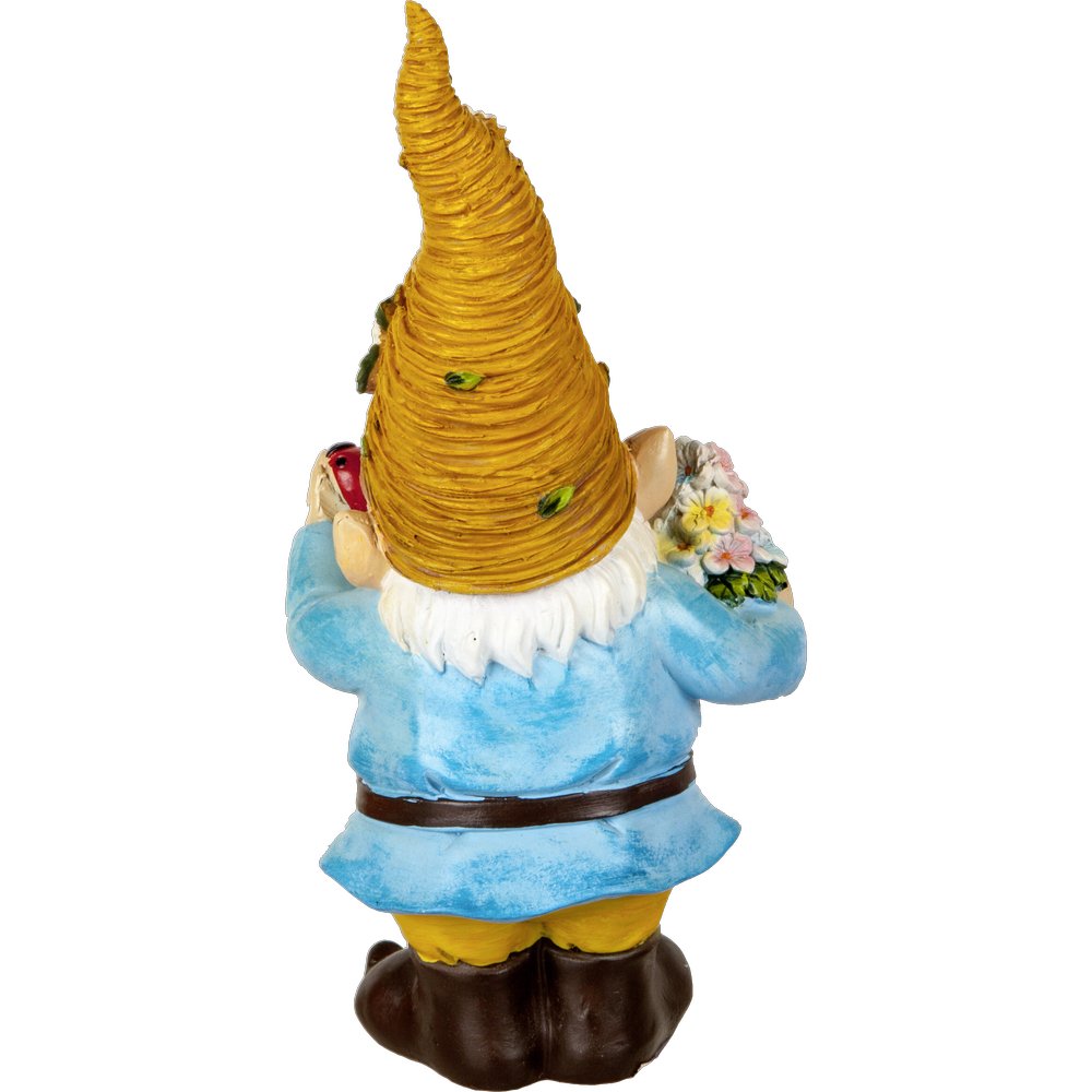 Gartenzwerg Oskar + Blütenhut blau-bunt 26,5 cm