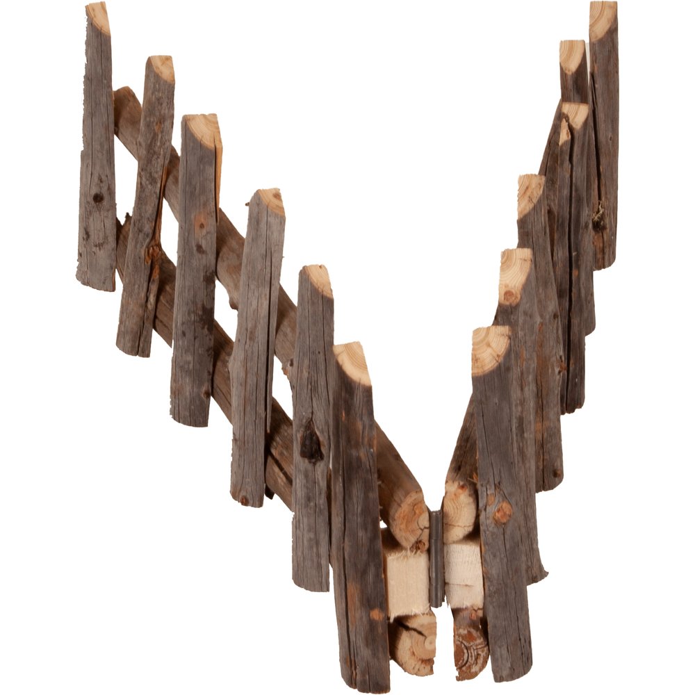 Zaun aus Holz 2-teilig natur/grau,100 x H18 cm