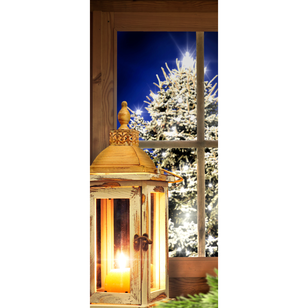 Banner Holzlaterne am Fenster ,75 x 180 cm