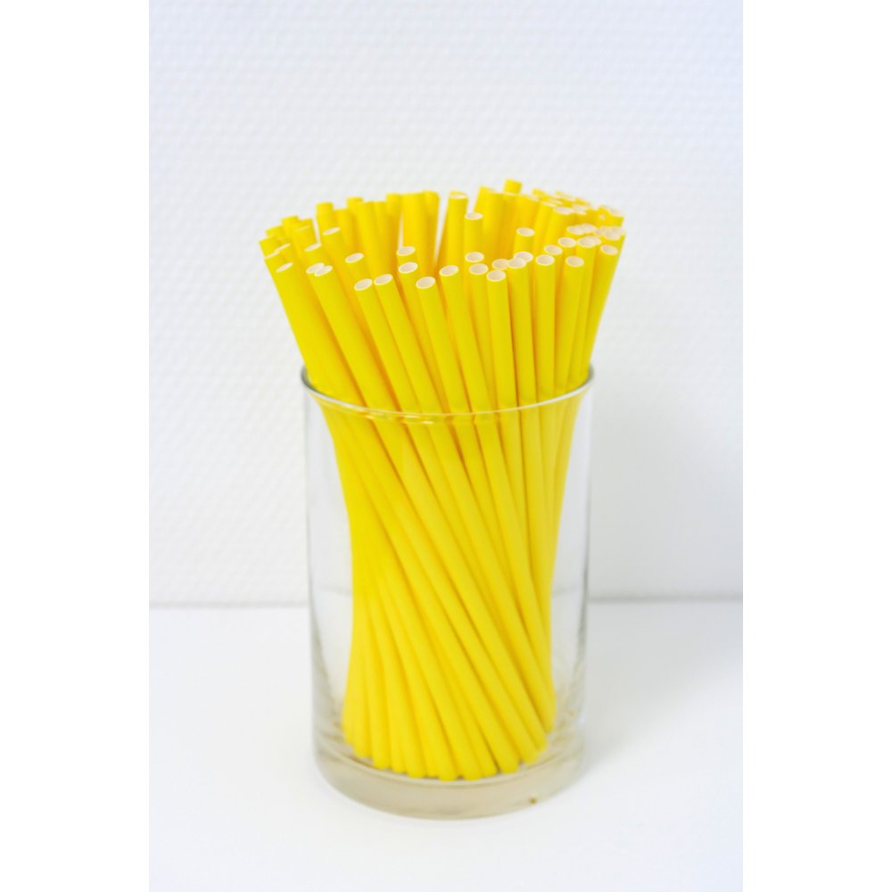 Papierstrohhalme Deluxe gelb, 100 Stück, Ø 6 mm