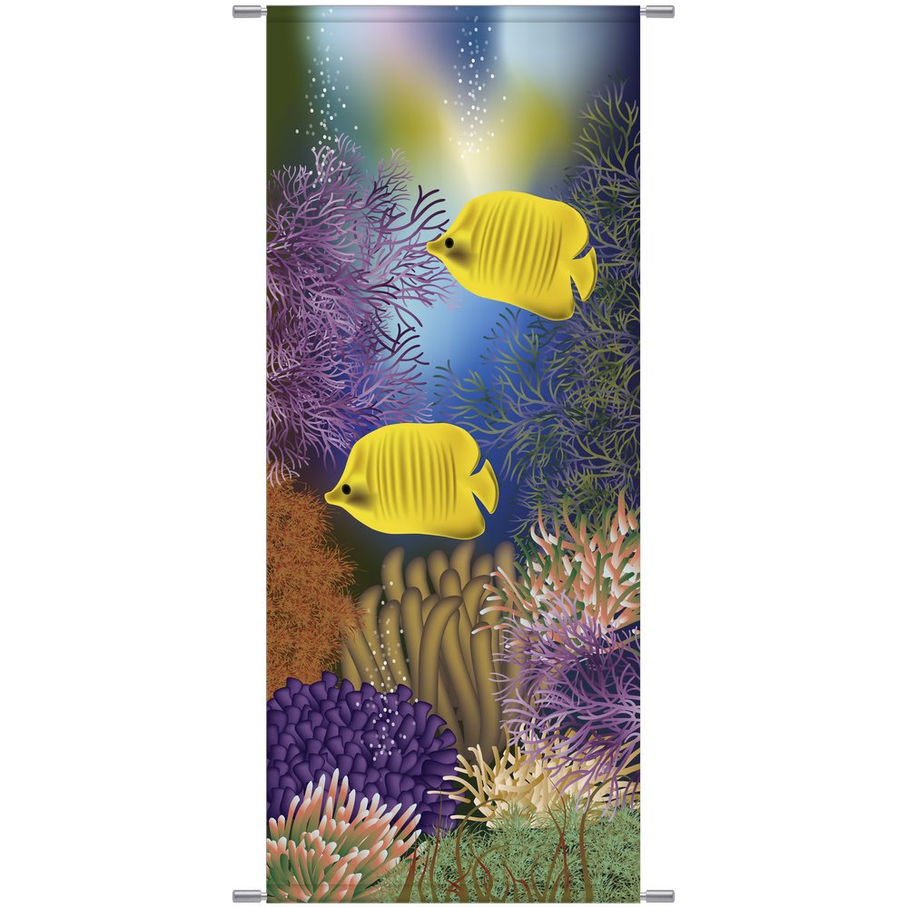 Banner Unterwasserwelt+Fische bunt, 75 x 180 cm