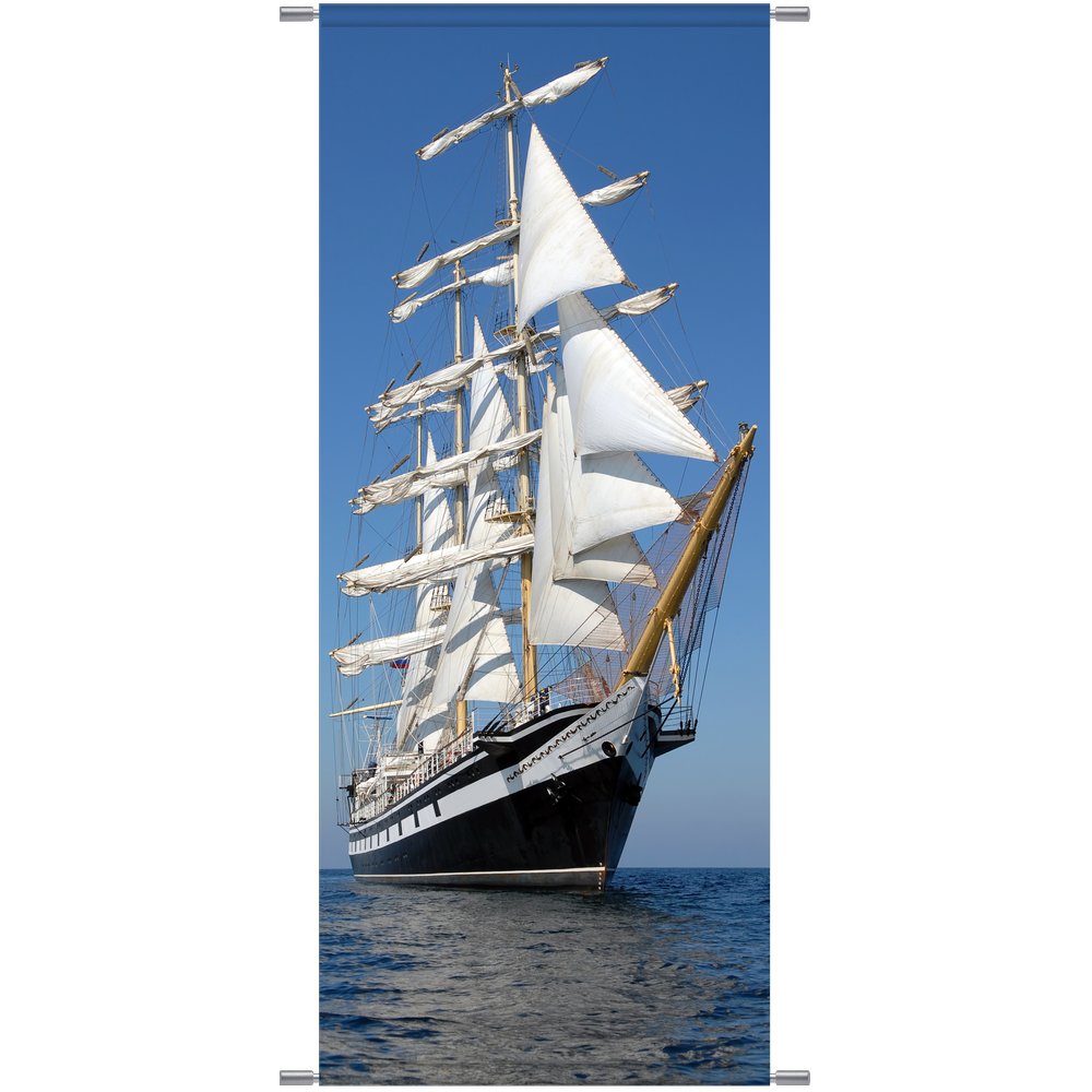 Banner Segelschiff blau/weiß,75 x 180 cm