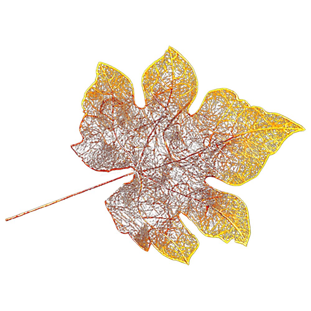 Ahornblatt Sisal gelb-braun, 40 cm + Stiel