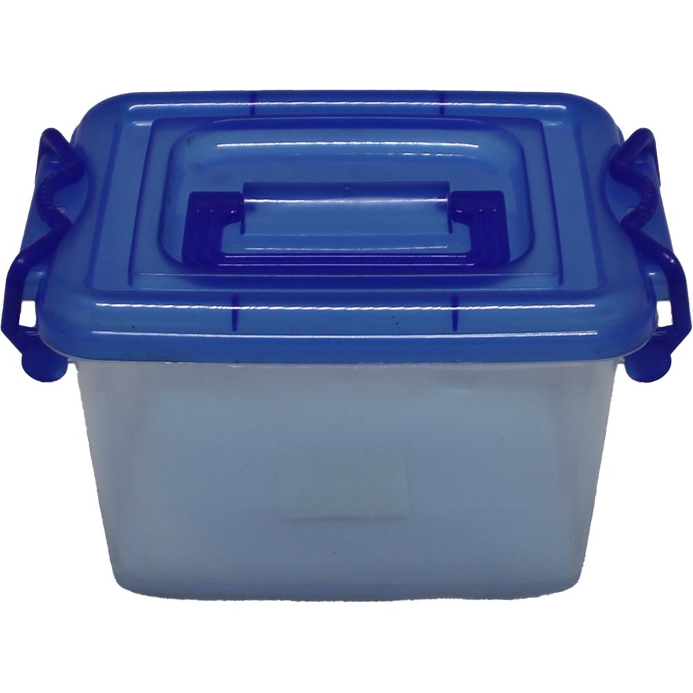 Plastik Box mit Deckel transparent/blau 22x15,5xH14cm