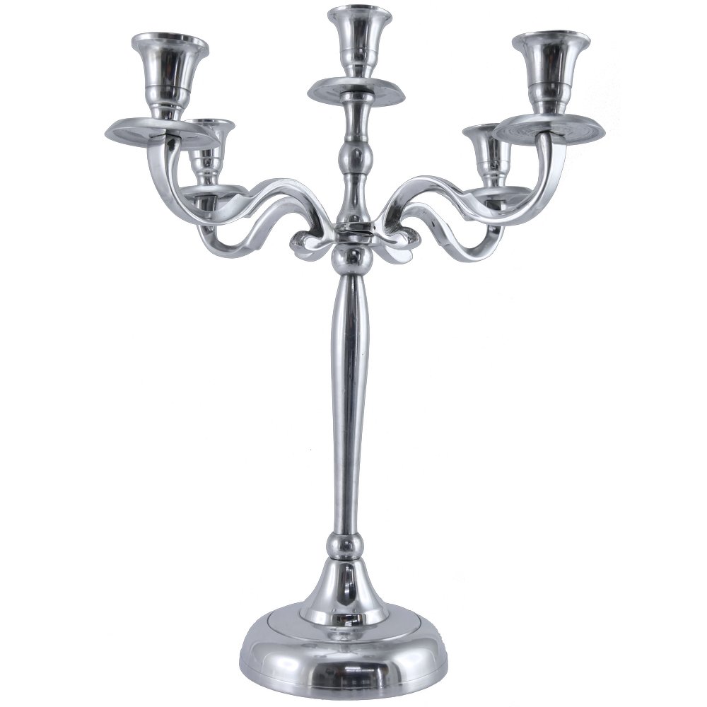 Kerzenleuchter Aluminium x5 silber,Ø 34 x H 40 cm