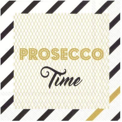 Servietten 25er Prosecco Time weiß/gold, 20 Stück 25x25 cm