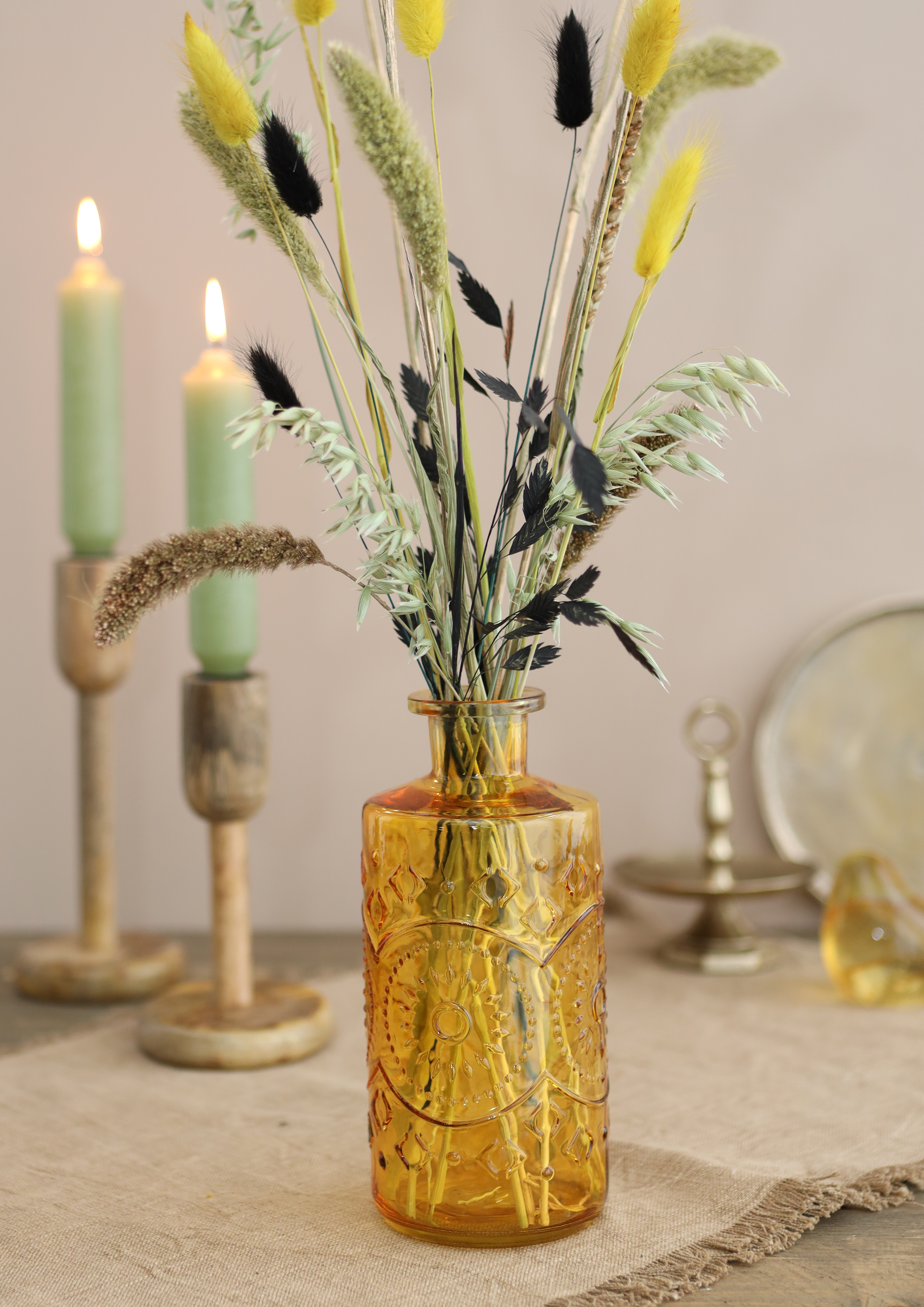 Glasflasche Trend sonnengelb,Ø9 x H21 cm