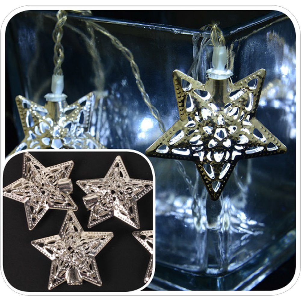 Metallsterne 20 Stück silber, für 5 mm LED-Lichterketten