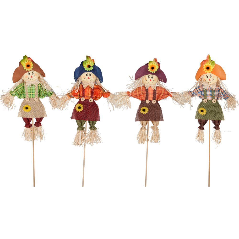 Vogelscheuchen auf Stab 4 Stück, 23 x 50 cm
