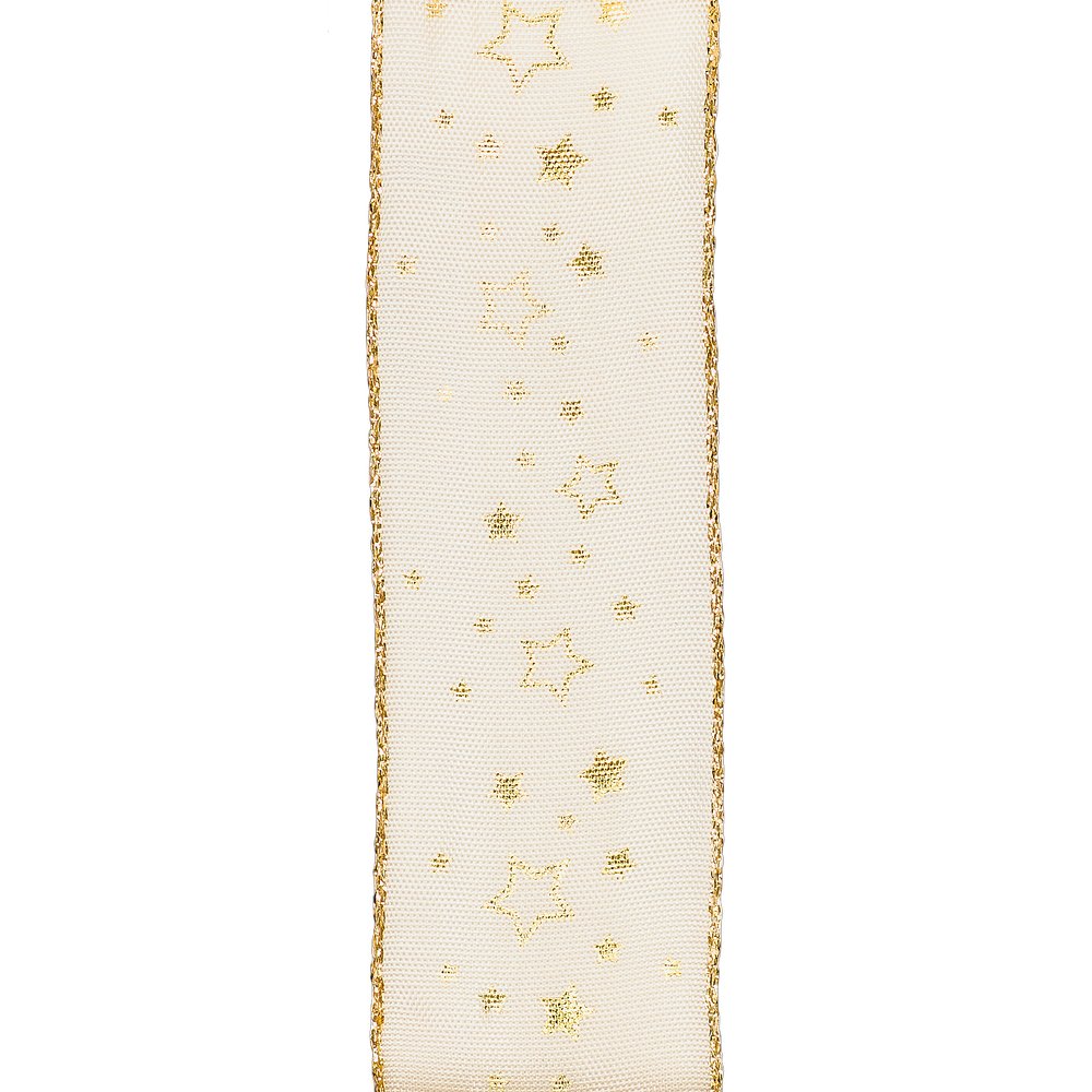 Band Lichtermeer weiß-gold, 40 mm x 20 m