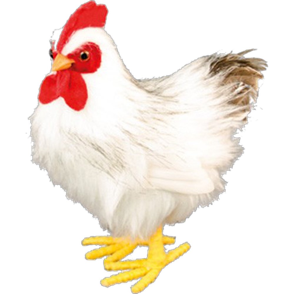 Huhn Atrappe Federfuß weiß Höhe 22 cm