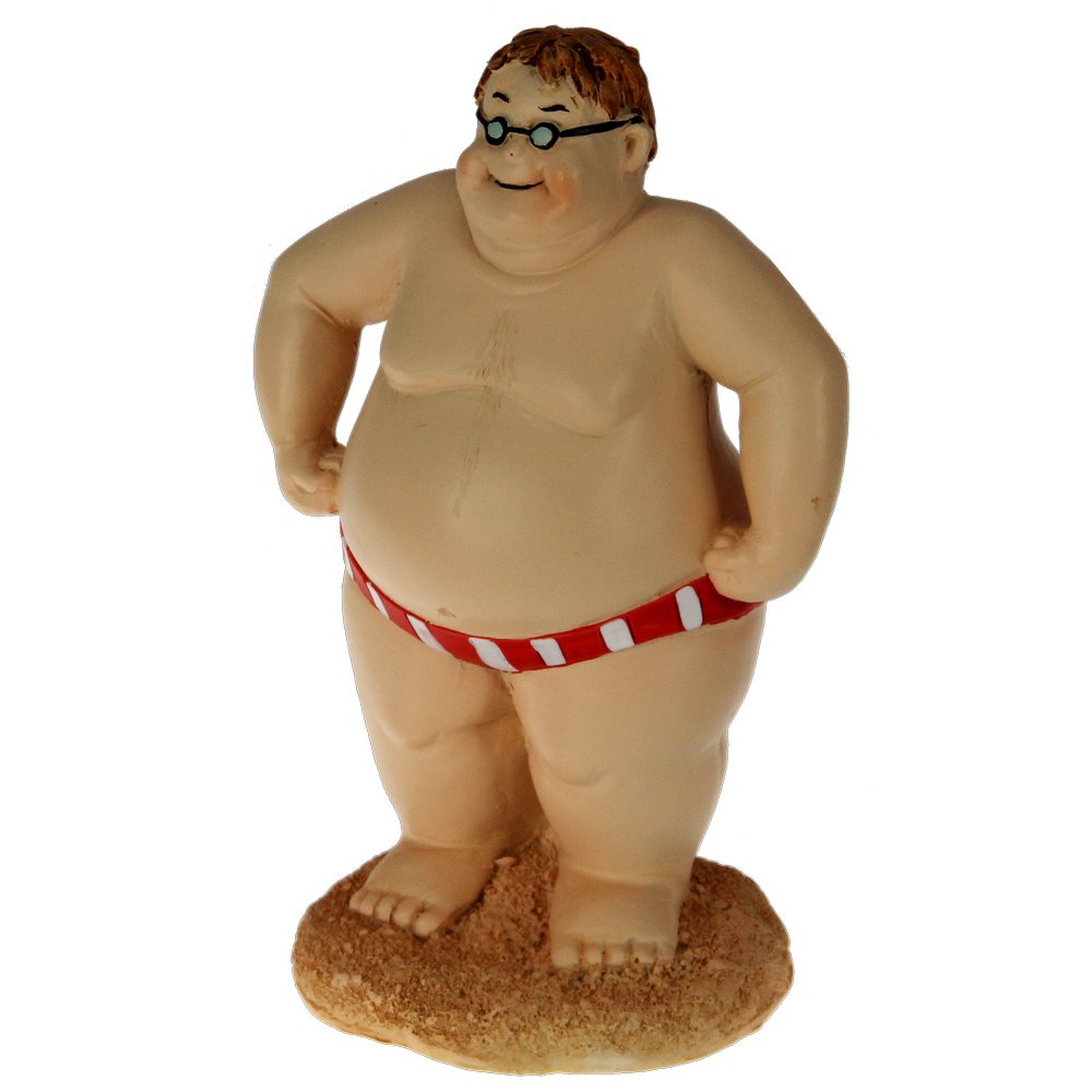Bademann Figur Polyresin stehend rot-weiß, 16 cm