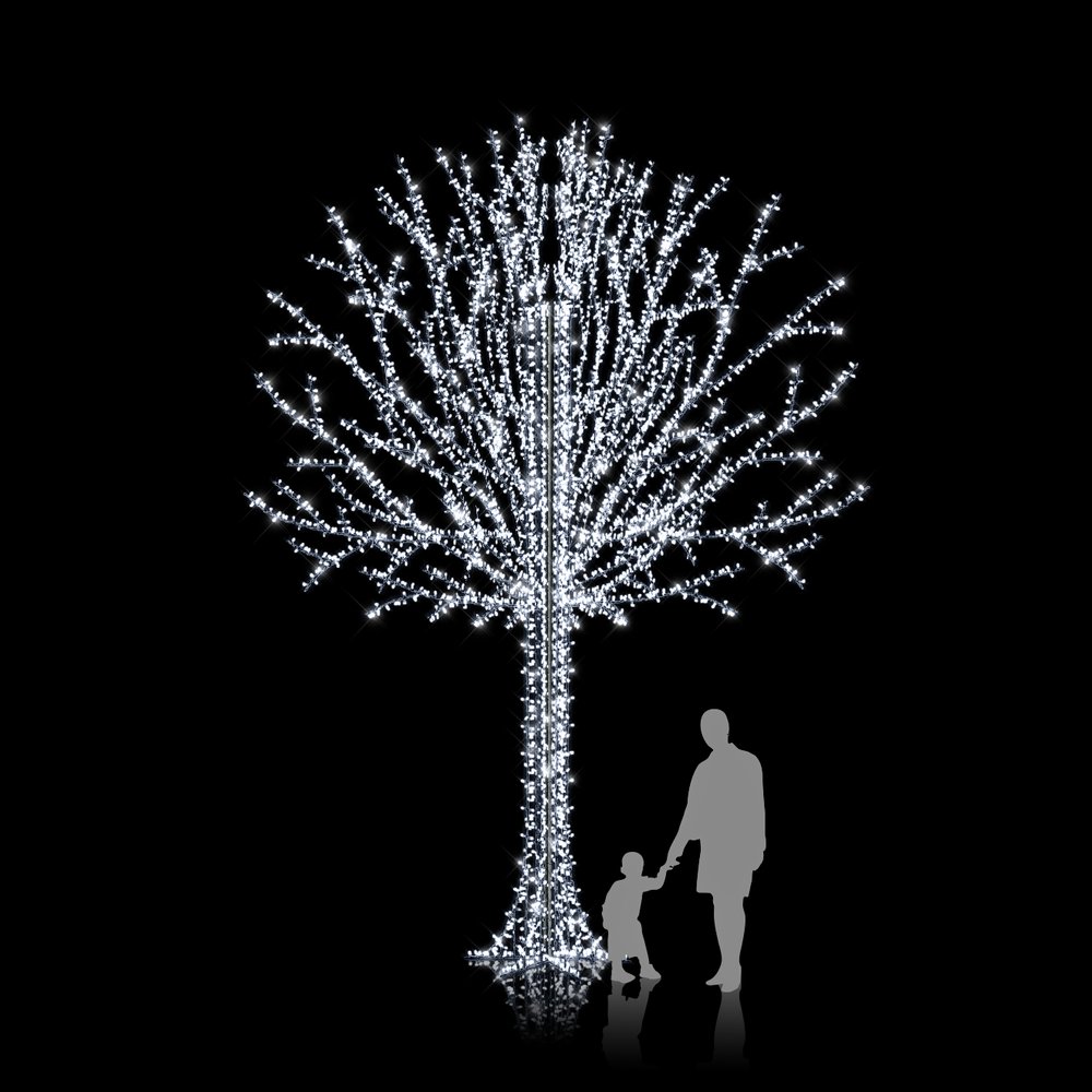 Lichtobjekt 3D Baum kalt-weiß, 370 x 370 x H 500 cm