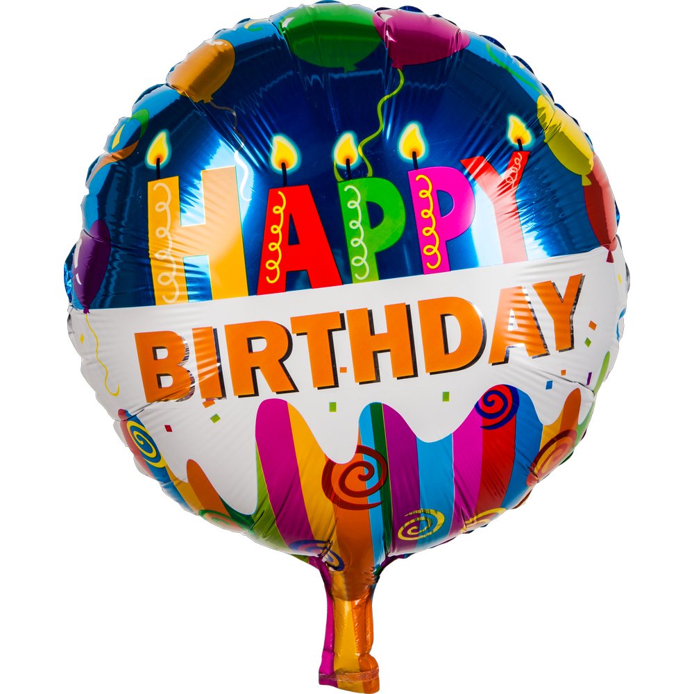 Folienballon Happy Birthday rund Kerzen, 45 cm