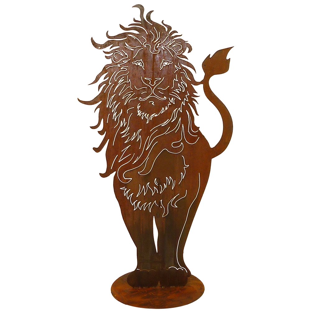 Löwe Metall/Rosteffekt auf Platte, 60 x 100 cm