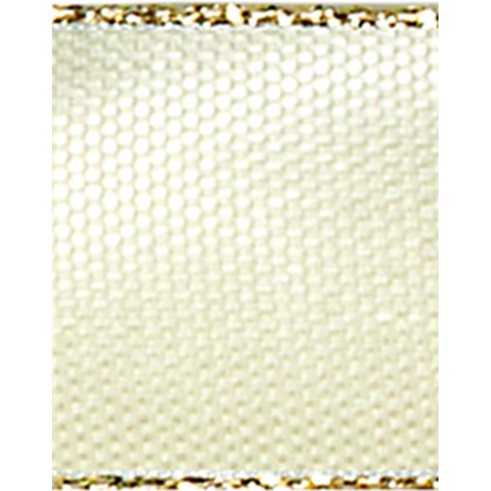 Band mit Drahtkante beige-gold, 70 mm x 25 m