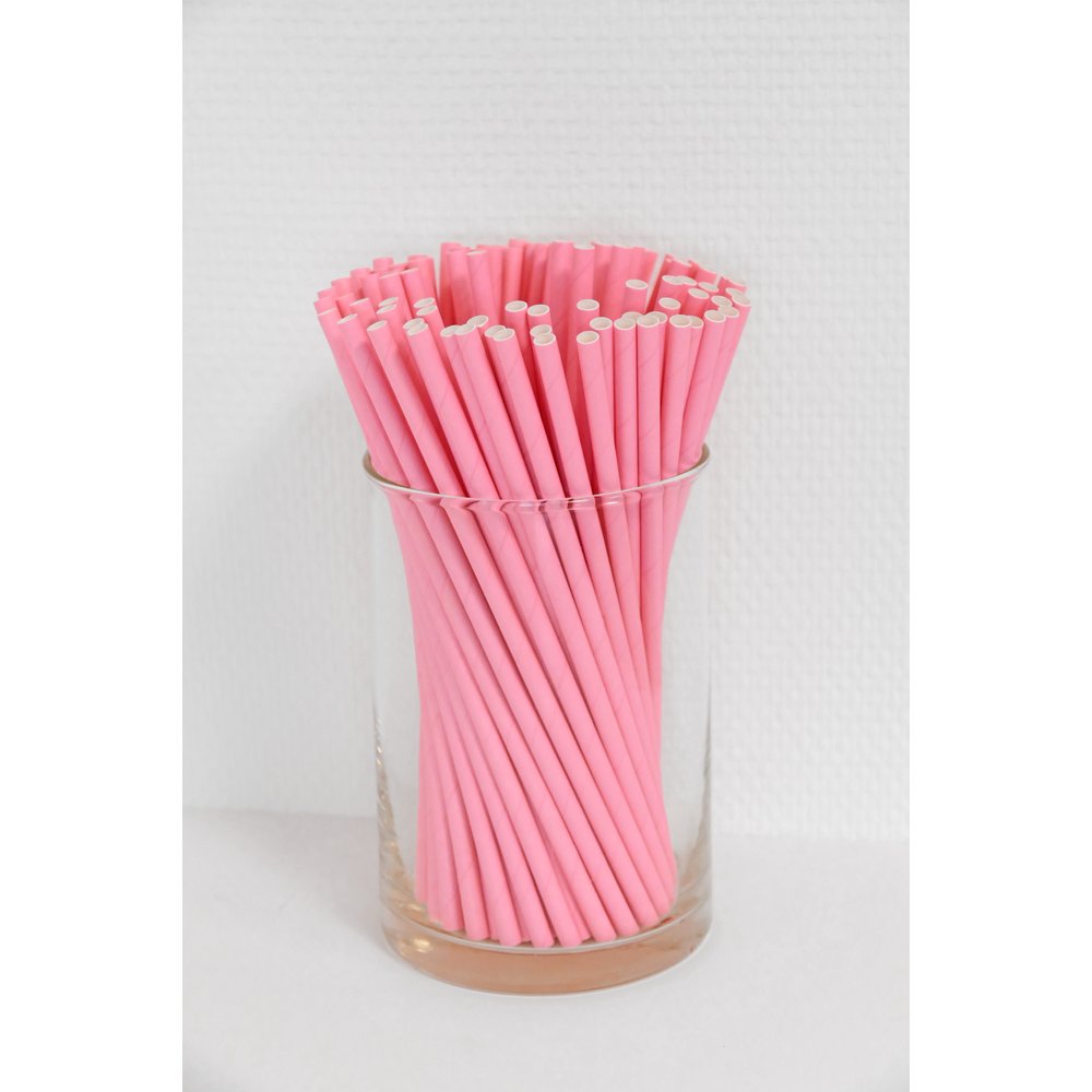 Papierstrohhalme Deluxe rosa, 100 Stück, Ø 6 mm