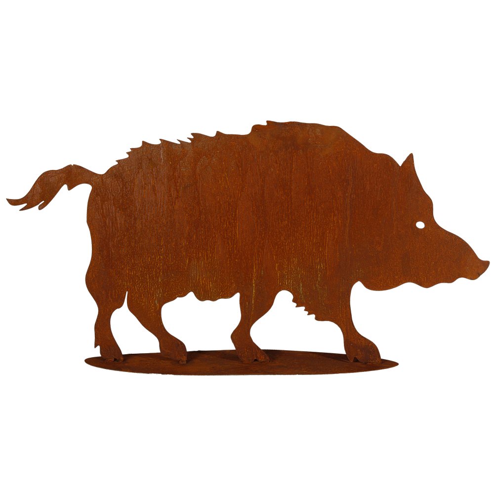 Wildschwein auf Platte Metal/Rosteffekt, 100 x 50 cm