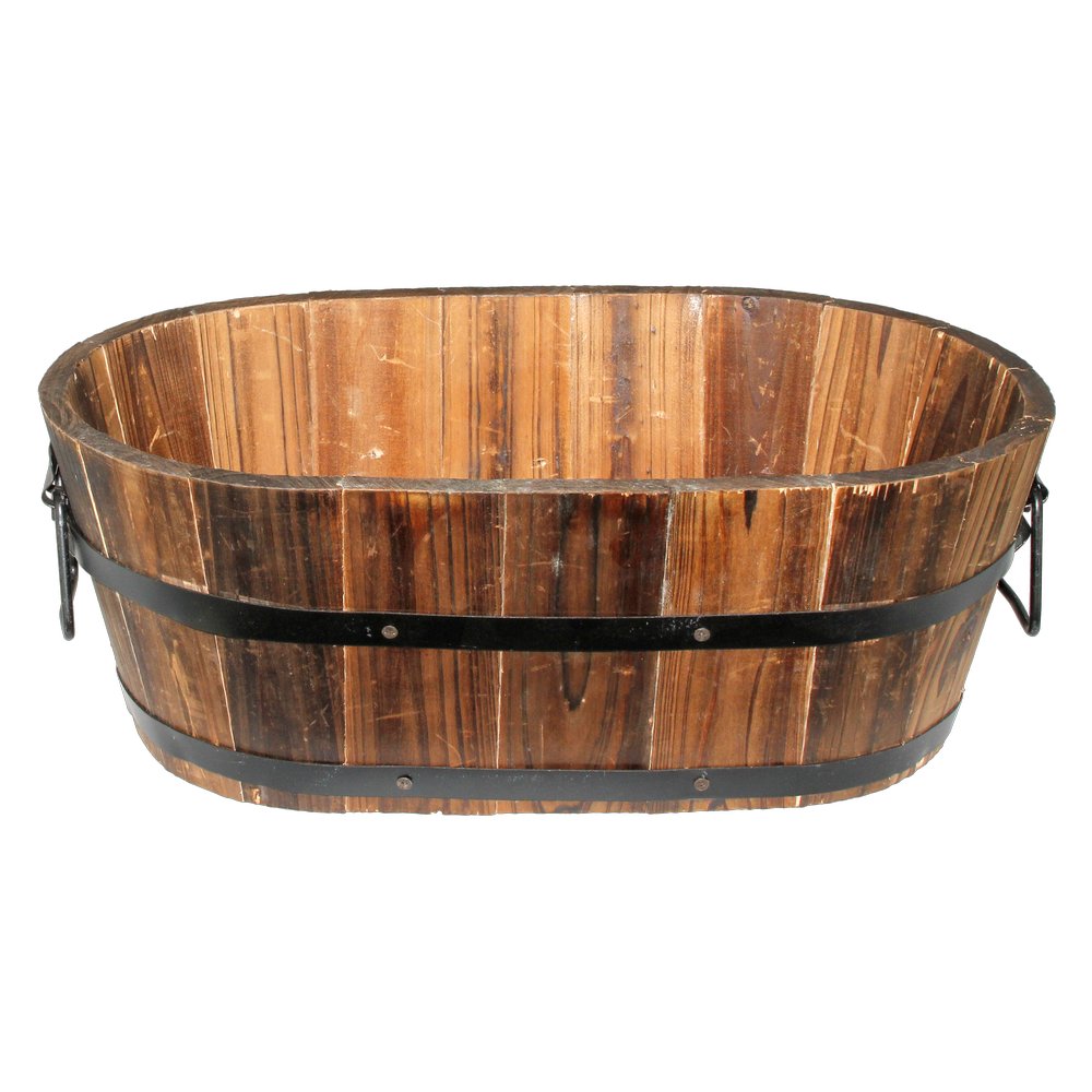 Kübel Holz oval braun, 38 x 21 x 15 cm