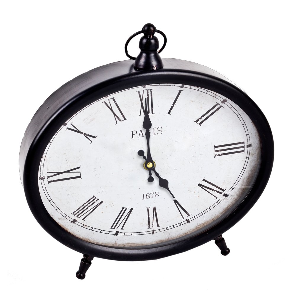 Tischuhr Paris Metall schwarz, 30 x 31 x 6 cm