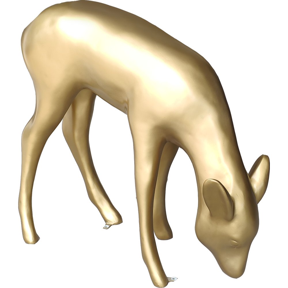 Fiberglas Objekt Reh äsend gold, 80x28xH75 cm