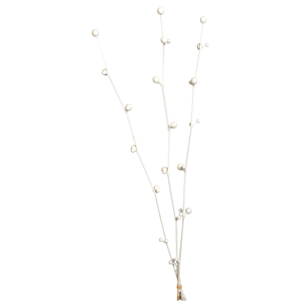 Bambuskugelzweige 3 Äste weiß-glanz, 110 cm