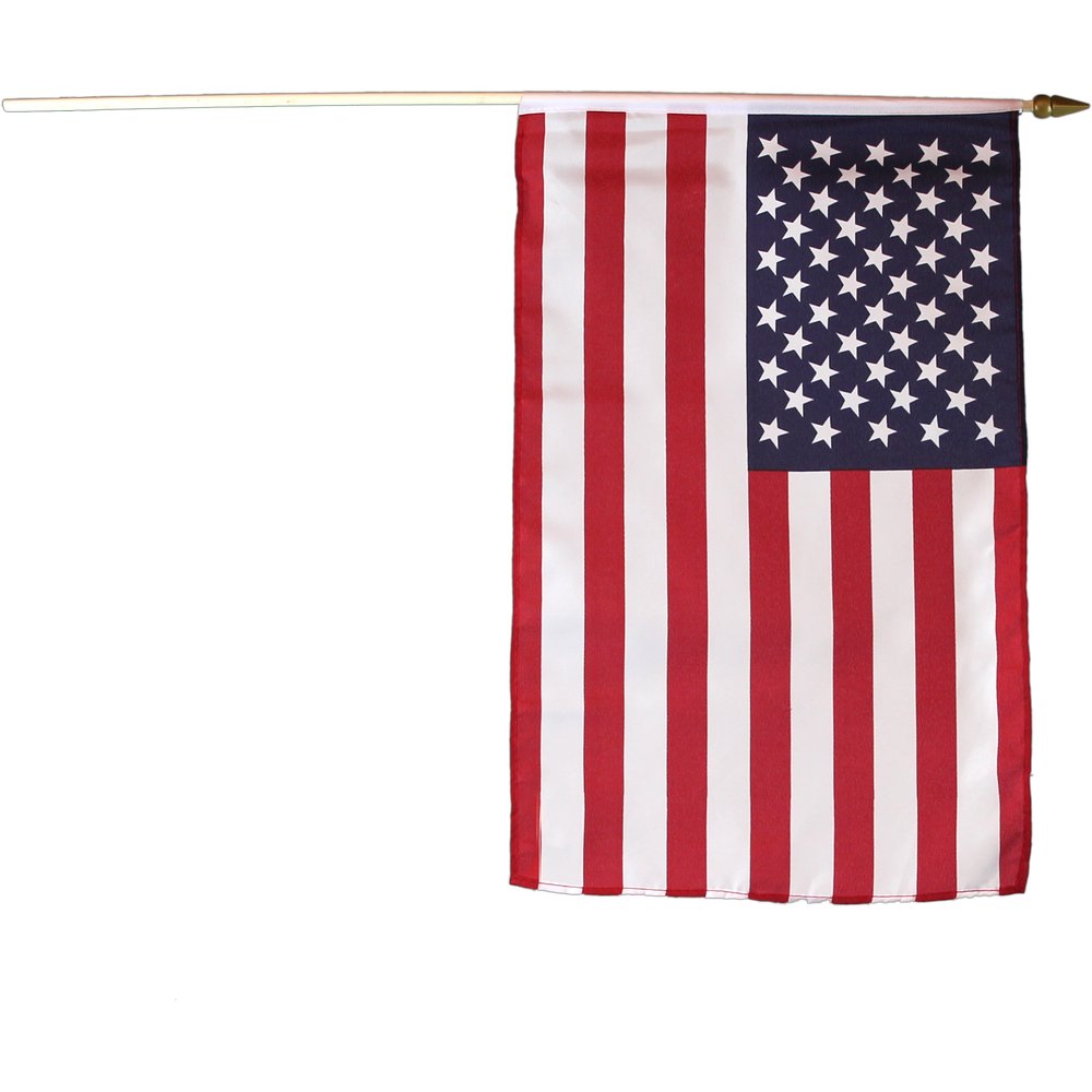 Fahne Stoff auf Holzstab USA, 30 x 45 cm, 60 cm Stab