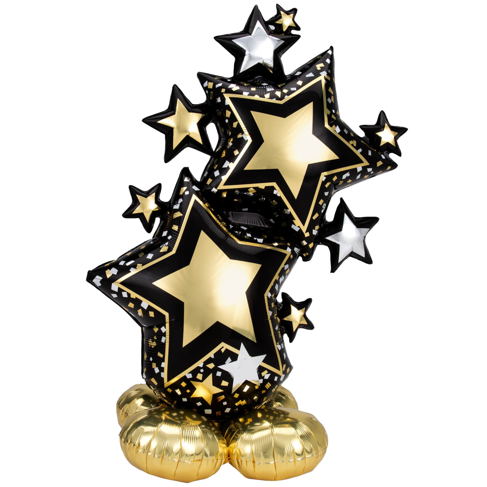 Folienballon Air Sterne XL gold/schwarz,86 x 149 cm
