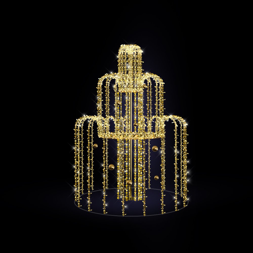 Lichtobjekt 3D Brunnen XXL warm-weiß flash, 300 x 300 x H 450 cm
