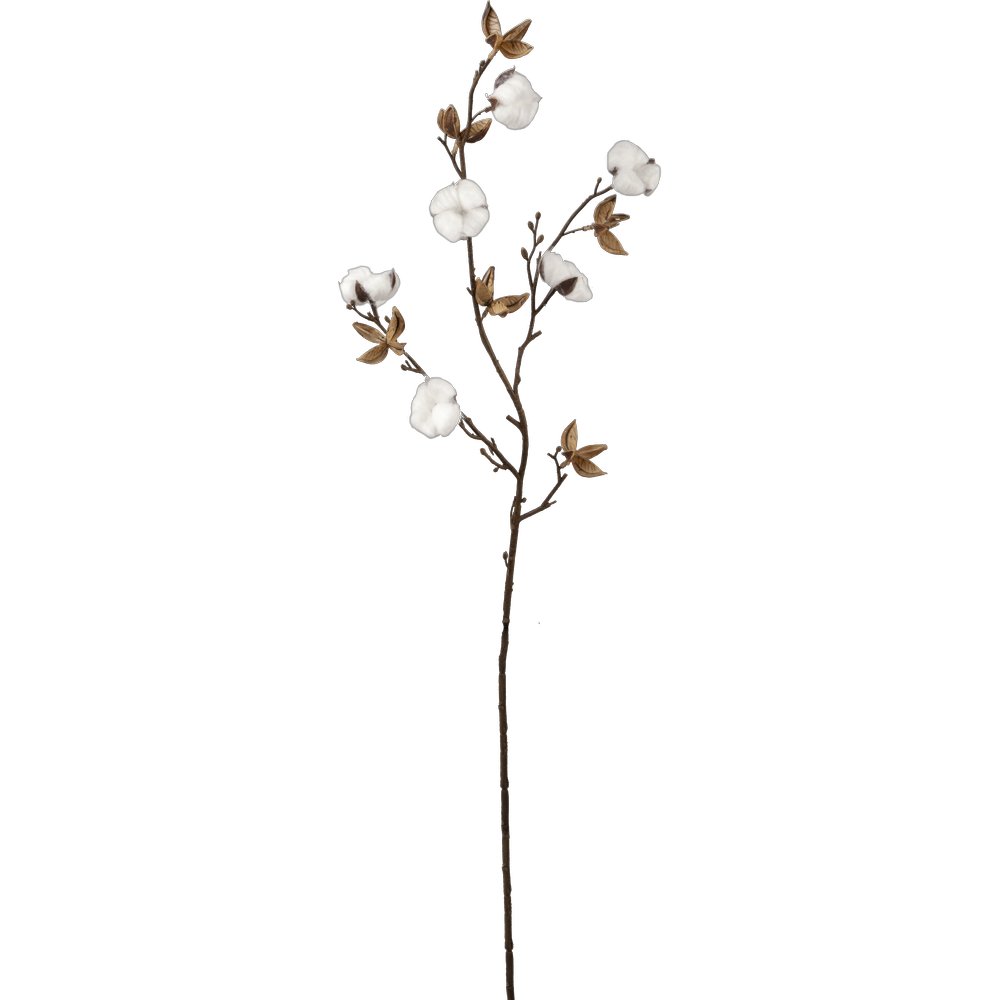 Baumwollzweig 7 Blüten braun/weiß, 90 cm