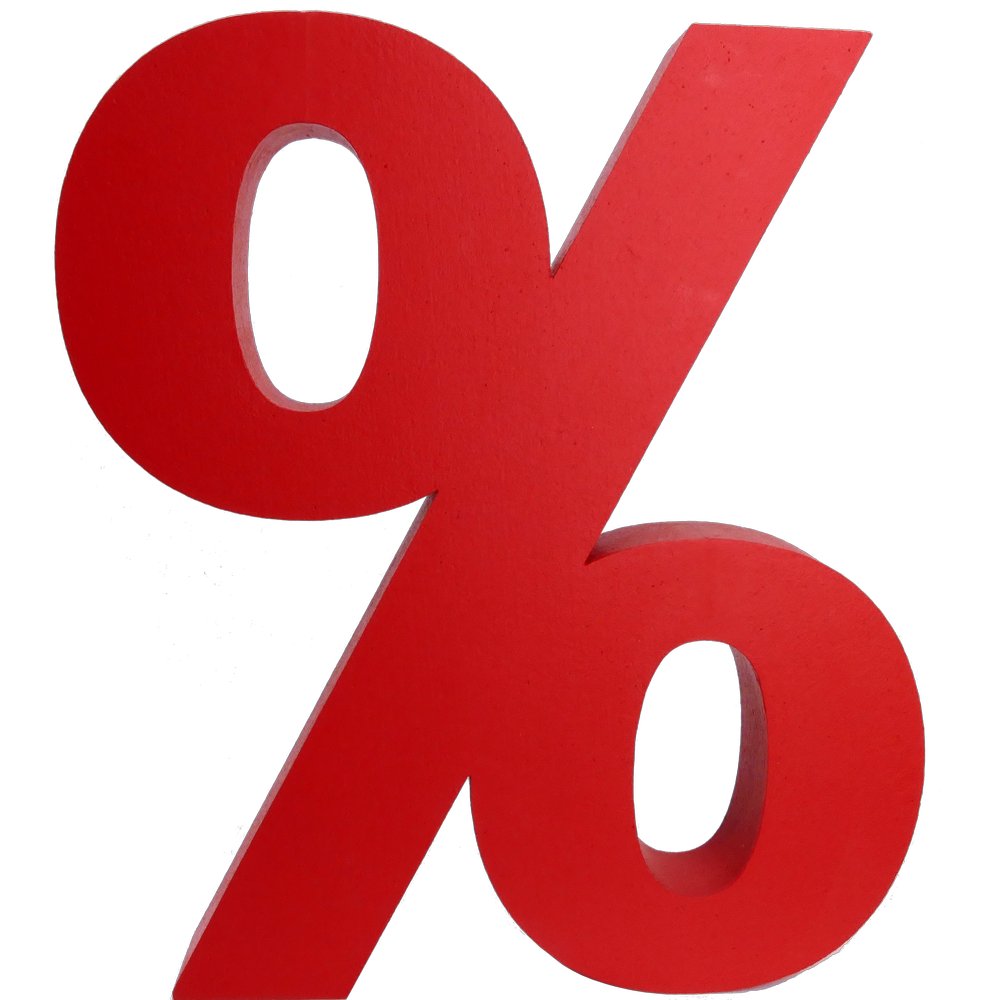 % - Zeichen Styrofoam rot, 50 x H 60 cm, 8 cm dick