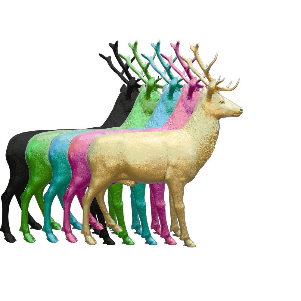 Fiberglas Objekt Hirsch XL Wunschfarbe, 185x50xH225 cm