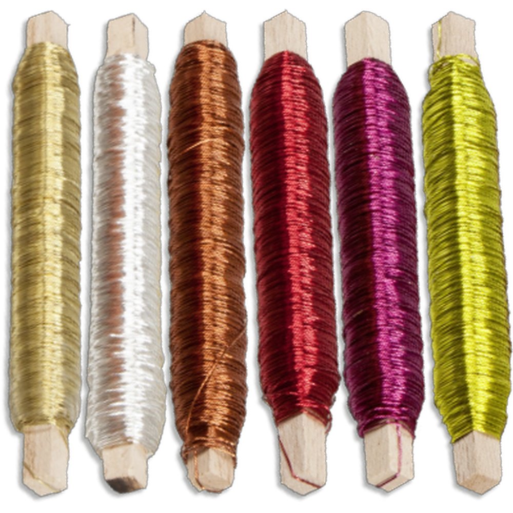 Dekolackdraht auf Holzstab gold, Ø 0,5 mm, 100 g