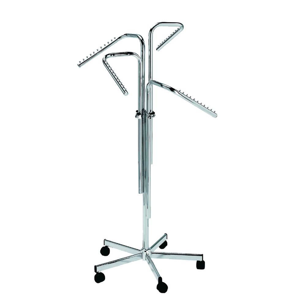 Konfektionsständer 4-Arm-schräg, chrom, Ø 74 cm, 110-170 cm ausziehbar