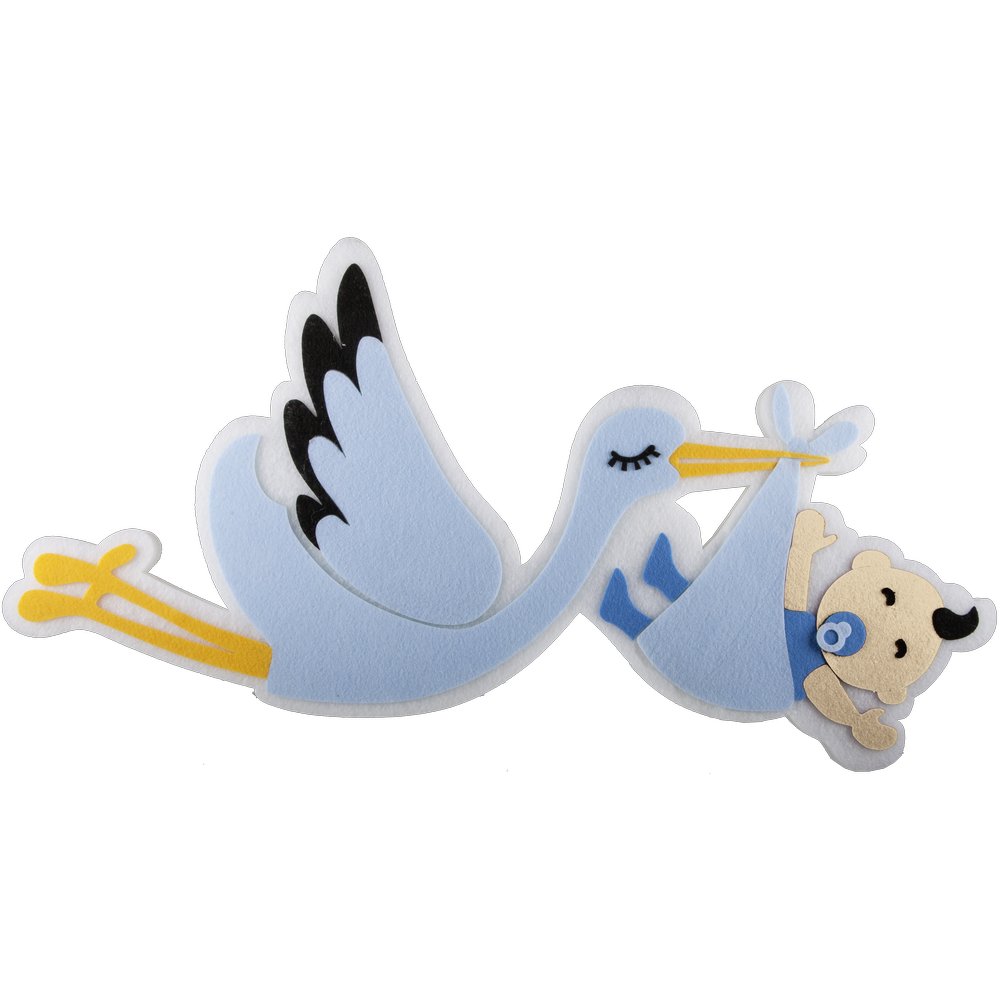 Storch fliegend Baby Junge Watteschild  81 cm