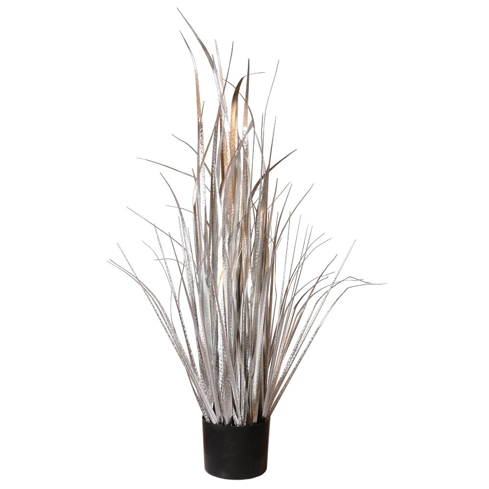 Grasbusch Metallic im Topf silber, 90 cm