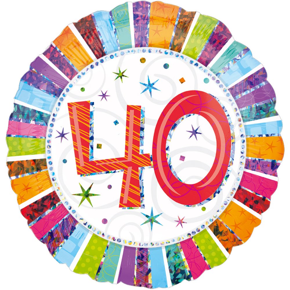 Folienballon Geburtstagszahl Zahl 40, Ø 45 cm