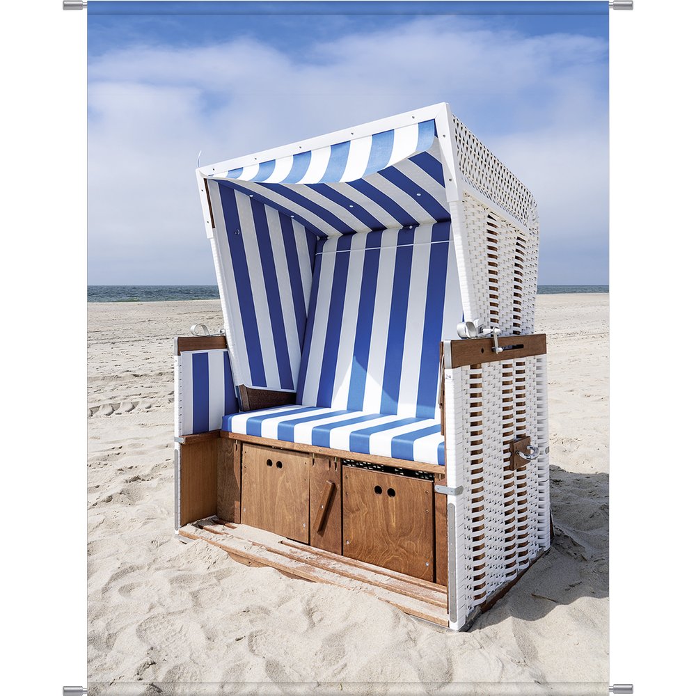 Banner XL Strandkorb blau/weiß, B 150 x H 200 cm