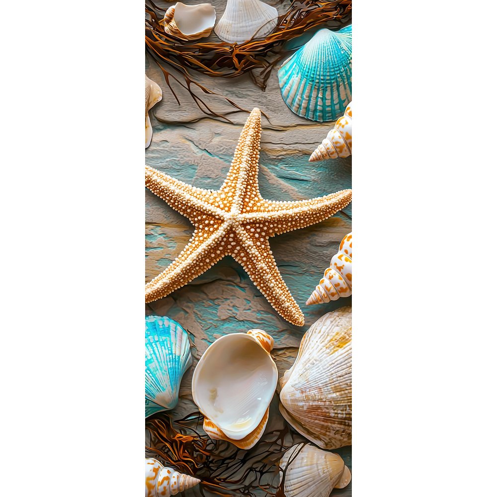 Banner Seestern mit Muscheln bunt,75 x 180 cm