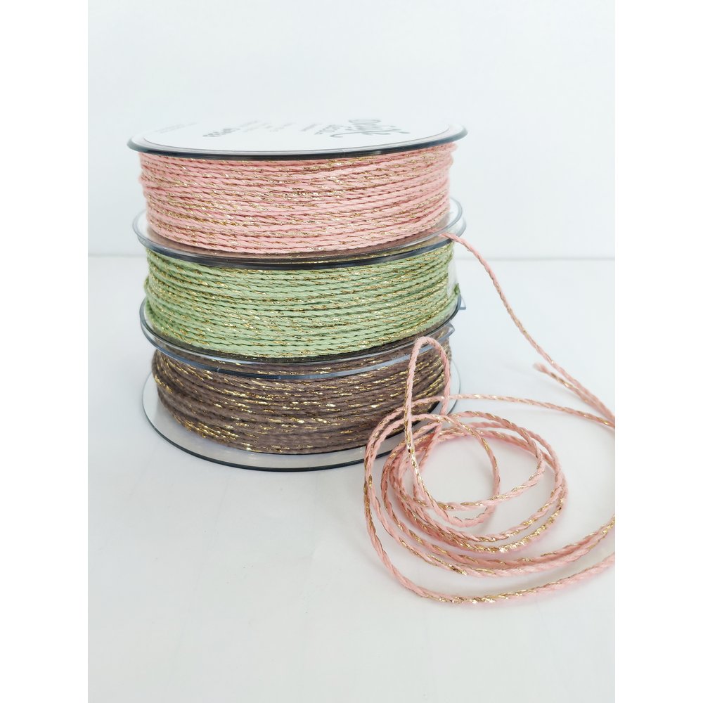 Kordel mit Glanzfaden lindgrün/gold, 2mm x 50m