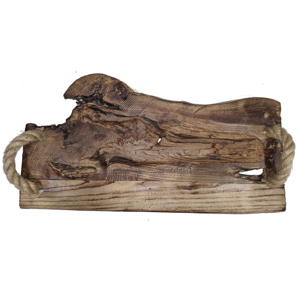 Holzplatte mit Taugriffe Antik-Art/Vintage, 56 x 26 x 14 cm