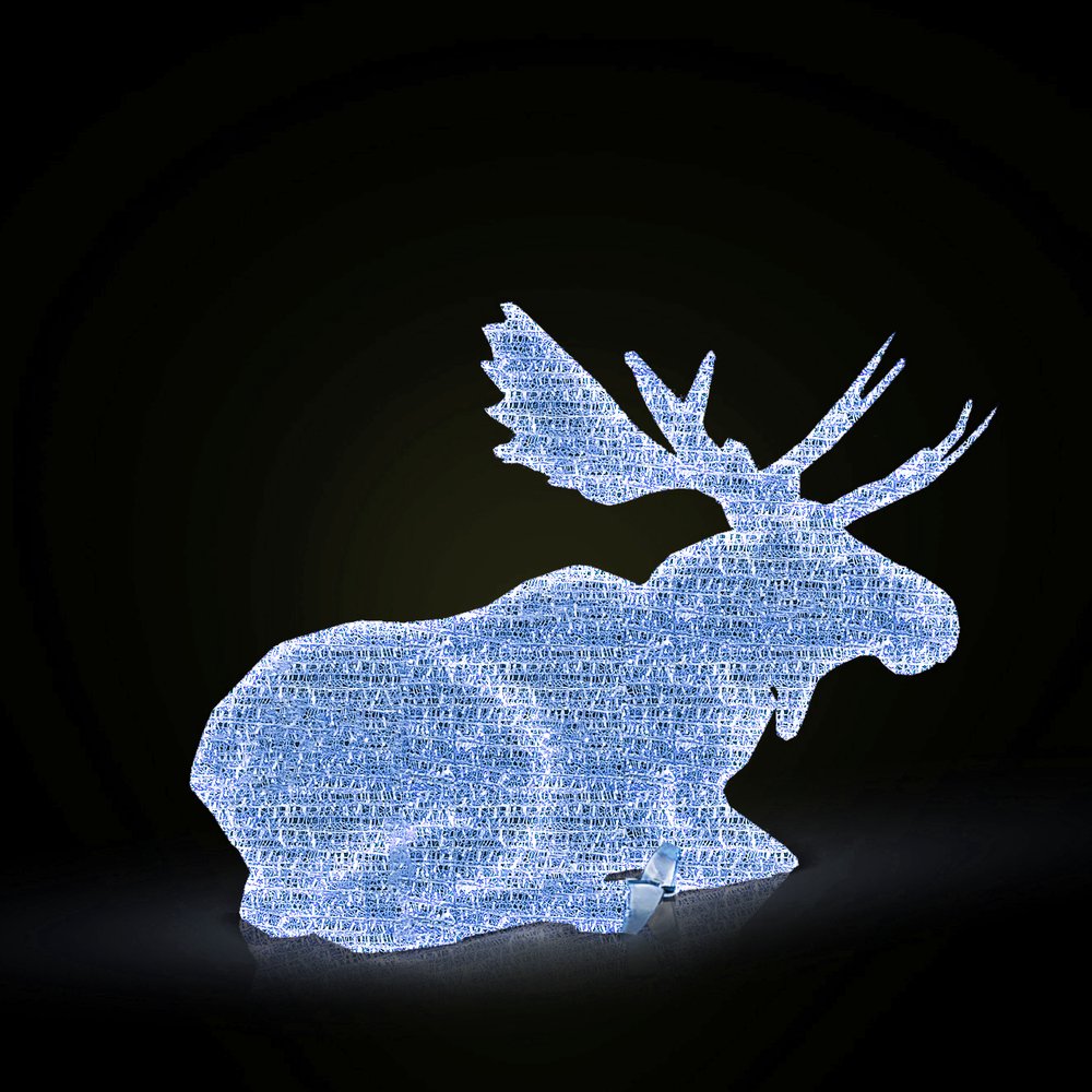 Lichtobjekt 3D Elch liegend kalt-weiß/weiß, 290 x 175 x H 110 cm