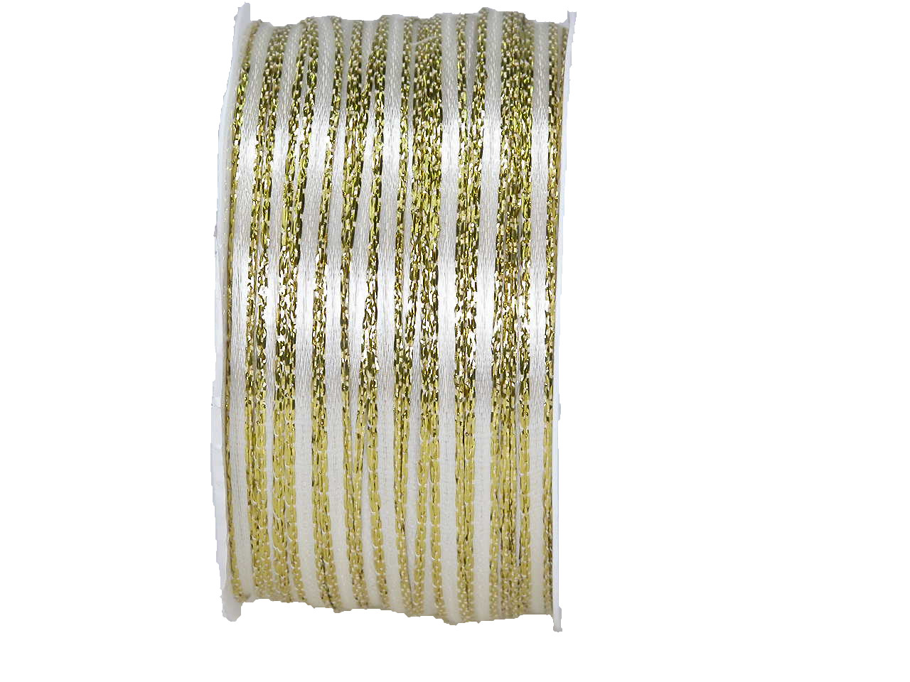 Band Double Face Satin weiß/gold,3mm x 50m