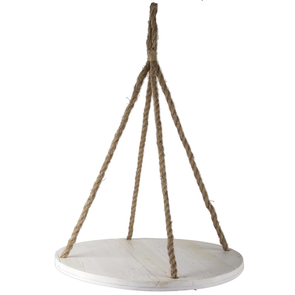 Hängepodest mit Bastseil rund weiß, Ø 56 x 70 cm