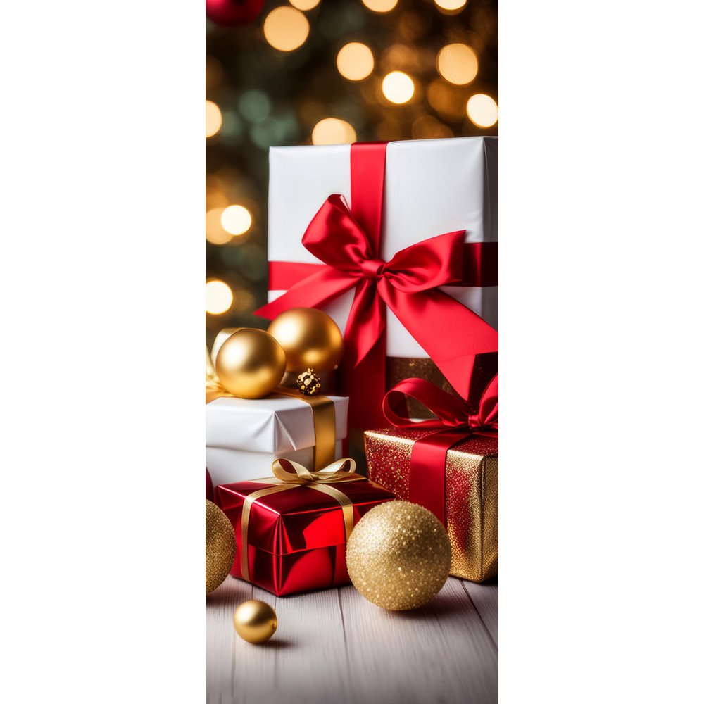 Banner Geschenke mit Schleife rot/gold,75 x 180 cm