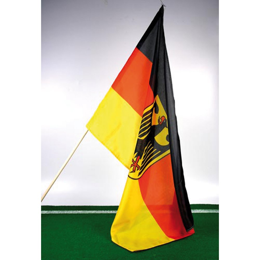 Fahne Deutschland + Adler 60 x 90 cm mit Stab 110 cm, schwarz-rot-gold