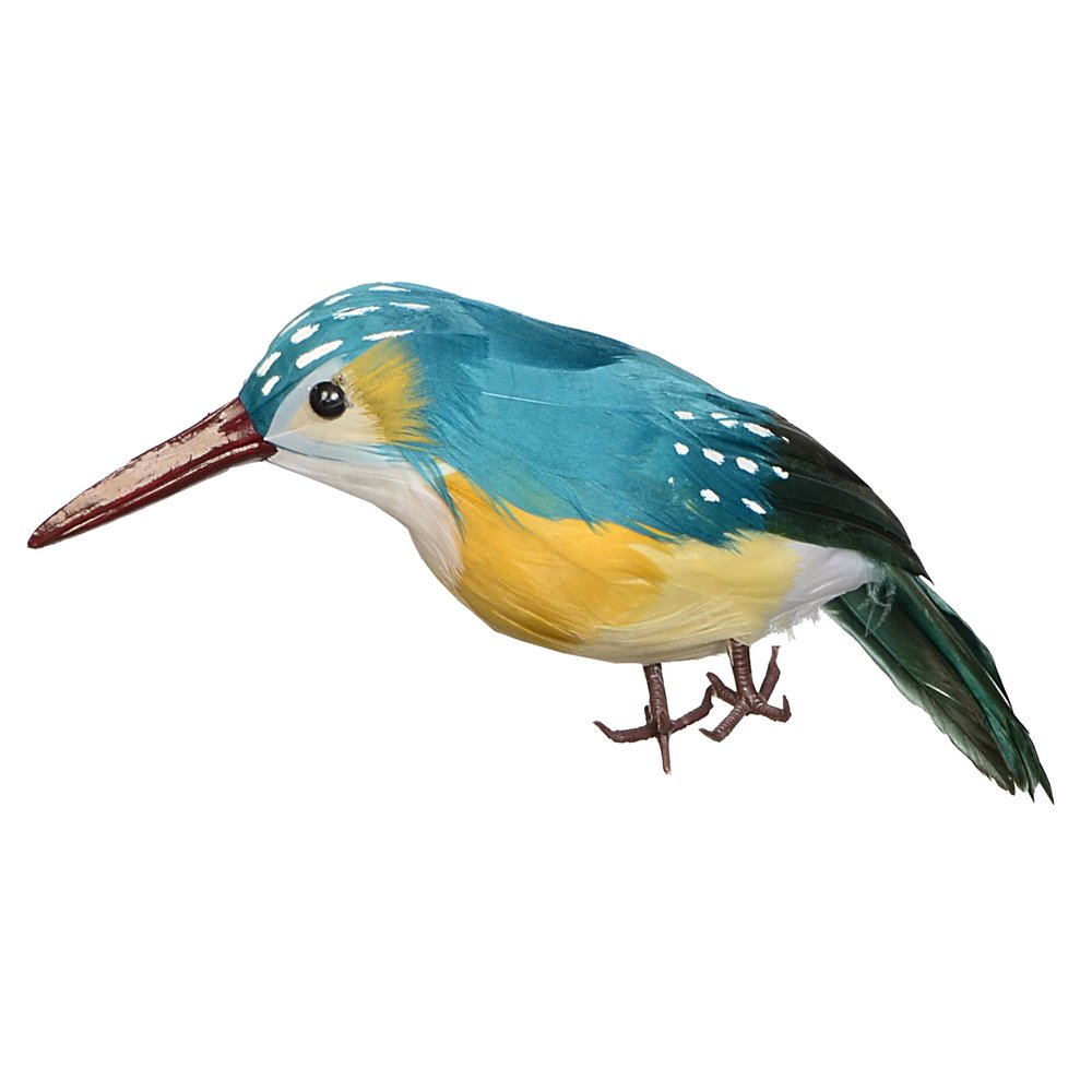 Eisvogel stehend türkis-bunt, 18 cm