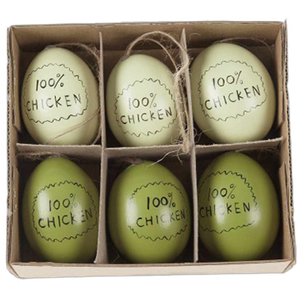 6 Eier echt mit Aufdruck 100% Chicken