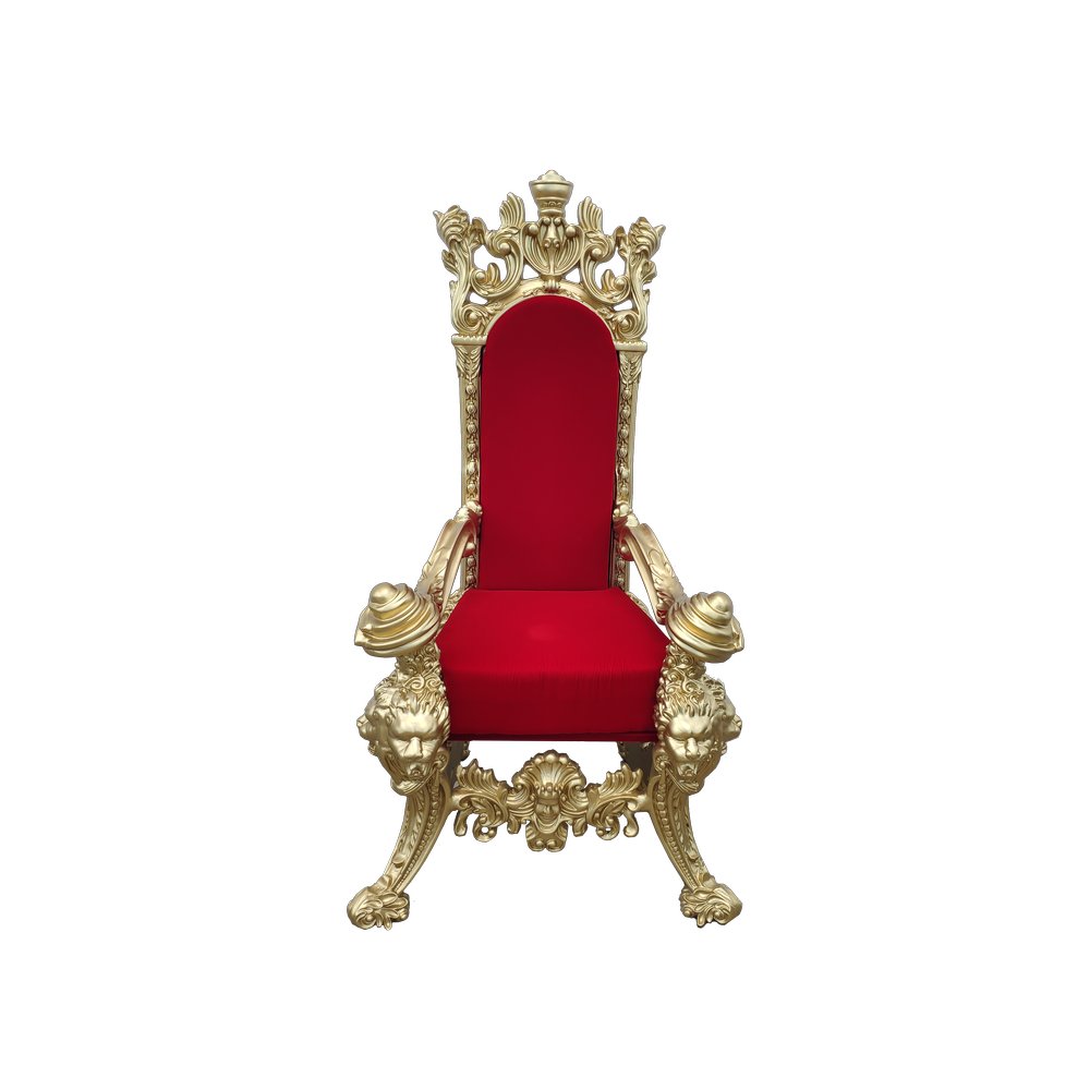 Fiberglas Objekt Thron XL gold/rot, 100x95xH185 cm