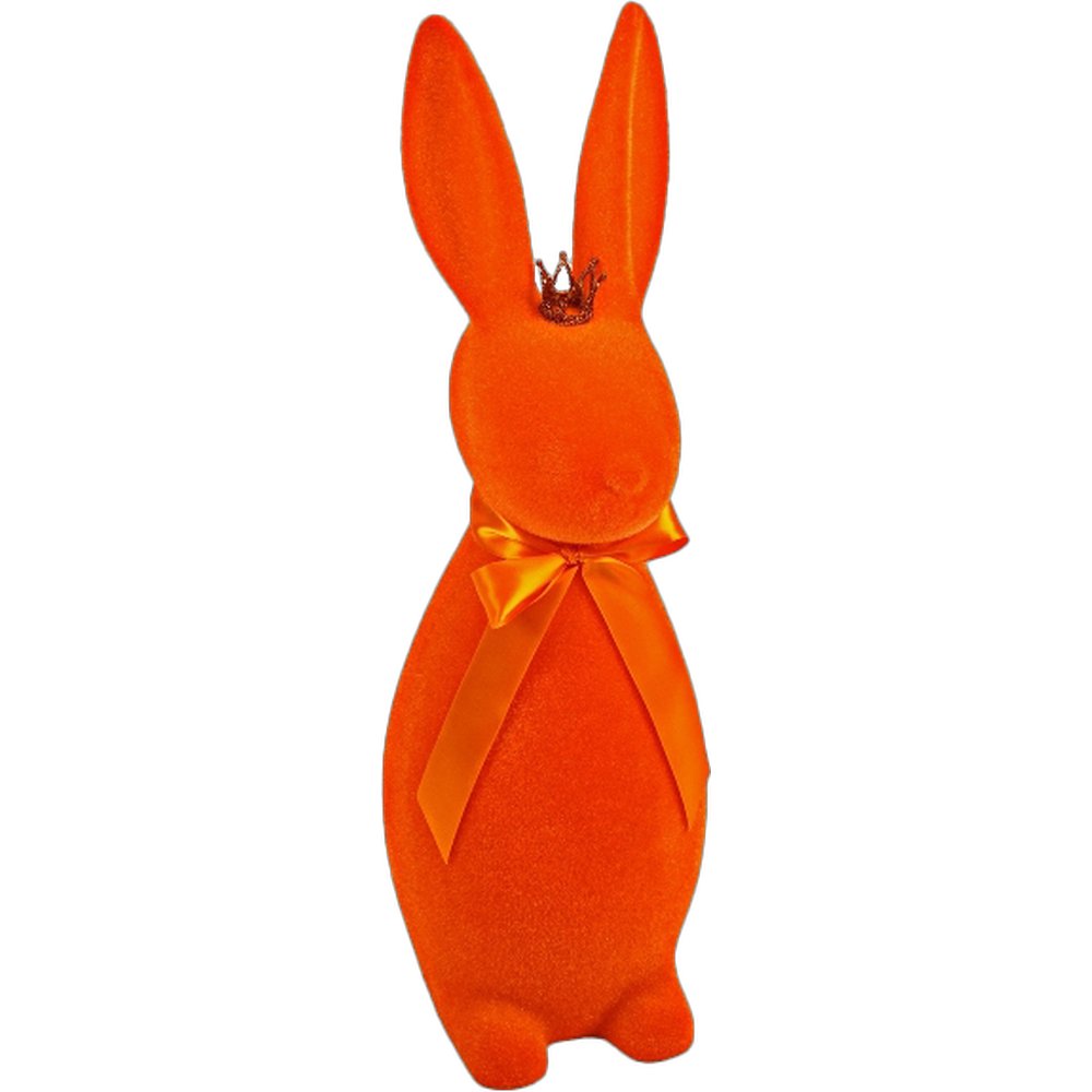 Hase mit Krone beflockt orange,17,5x15xH48cm